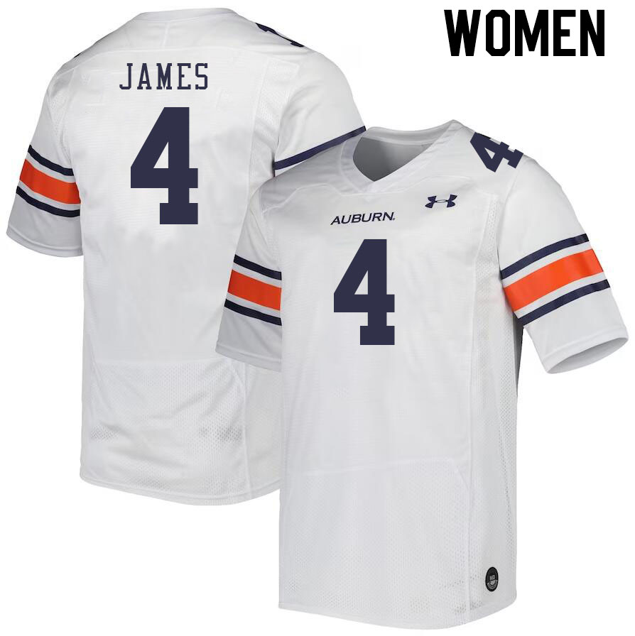 Women #4 D.J. James Auburn Tigers College Football Jerseys Stitched-White